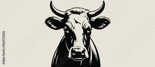 Black and White Detailed Cow Portrait
