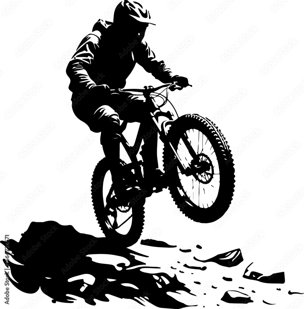 Naklejka premium mountain biker, cycling, bicycle, Hiking man silhouette, outdoor, sport, adventure, vector bundle