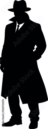 silhouette of a detective figure in trench coat 