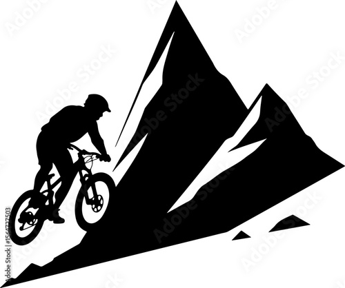  mountain biker, cycling,  bicycle, Hiking man silhouette, outdoor, sport, adventure, vector  bundle
