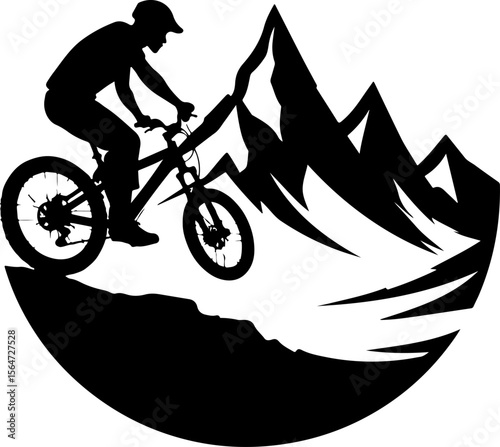  mountain biker, cycling,  bicycle, Hiking man silhouette, outdoor, sport, adventure, vector  bundle