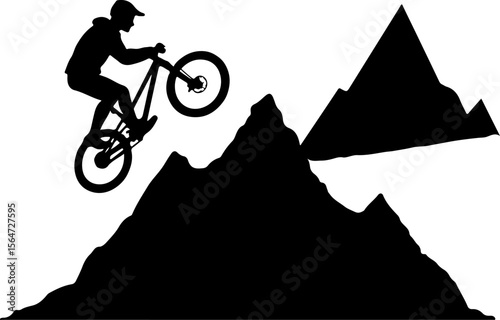  mountain biker, cycling,  bicycle, Hiking man silhouette, outdoor, sport, adventure, vector  bundle