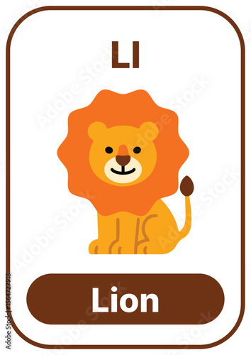 Colorful alphabet flashcard with cute illustrations. Perfect for phonics, preschool, kindergarten, school lessons, ESL education, worksheets, posters, and learning apps.