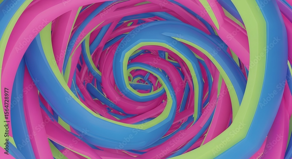 Swirling vortex of pink blue and green tubes creating a hypnotic visual effect Swirling vortex of pink blue and green tubes creating a hypnotic visual effect