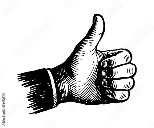 Like gestures finger vector engraving style illustration