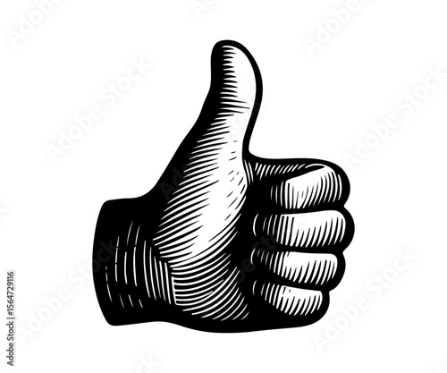 Like gestures finger vector engraving style illustration