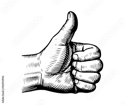Like gestures finger vector engraving style illustration