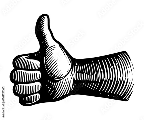 Like gestures finger vector engraving style illustration