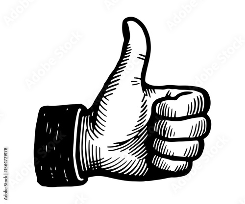 Like gestures finger vector engraving style illustration