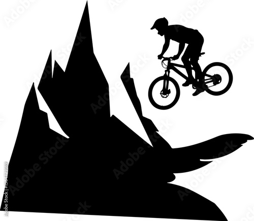  mountain biker, cycling,  bicycle, Hiking man silhouette, outdoor, sport, adventure, vector  bundle