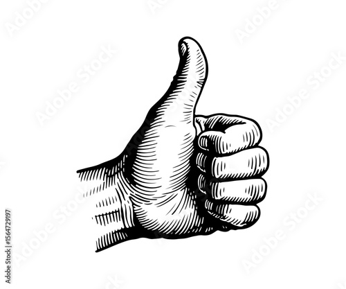 Like gestures finger vector engraving style illustration