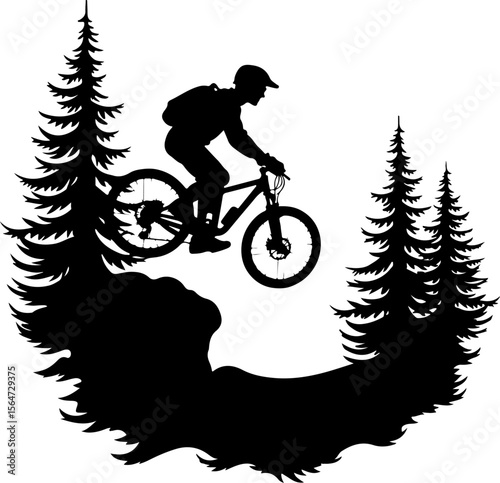  mountain biker, cycling,  bicycle, Hiking man silhouette, outdoor, sport, adventure, vector  bundle