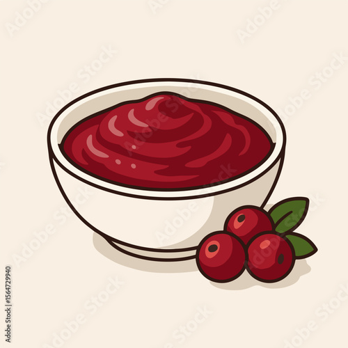 Cranberry sauce in bowl with berries, festive food