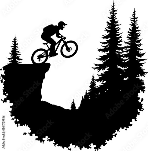  mountain biker, cycling,  bicycle, Hiking man silhouette, outdoor, sport, adventure, vector  bundle