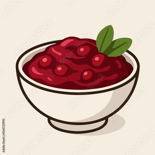 Cranberry sauce in bowl with garnish, festive food