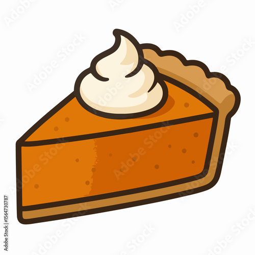 Pumpkin pie slice with whipped cream dessert food