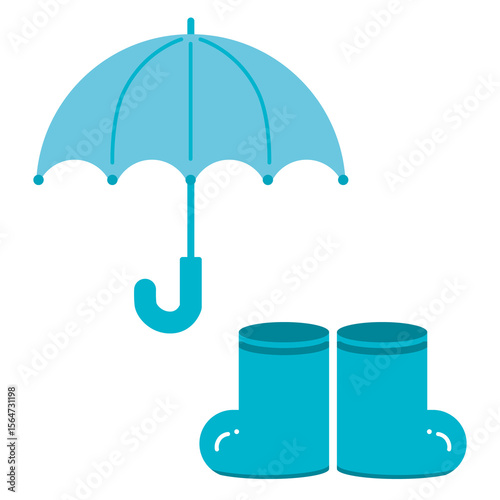 傘　長靴　雨