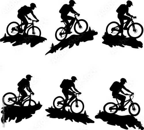 American mountain biker, cycling, bike, silhouette, outdoor, sport, adventure, bundle