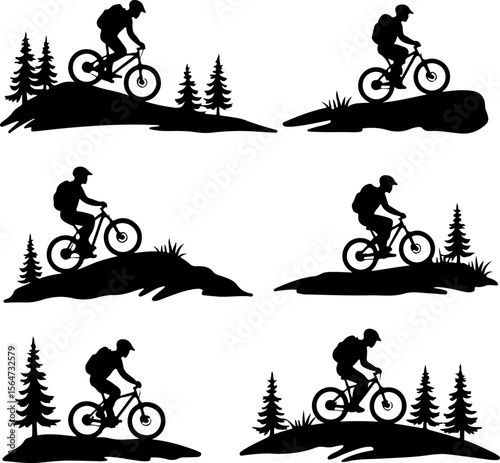 American mountain biker, cycling, bike, silhouette, outdoor, sport, adventure, bundle