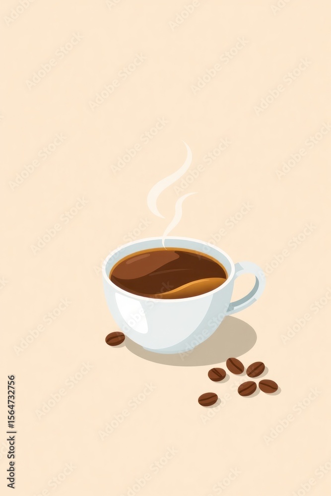 Obraz premium copy space for text background with coffee vector 2d flat style