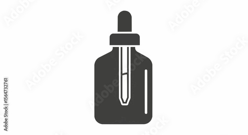 Illustration of a dark gray dropper bottle with pipette inside on a white background vector image