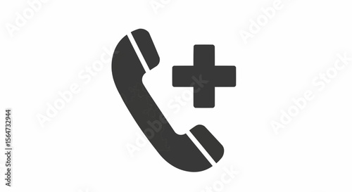 Emergency call icon depicting a phone receiver with a plus symbol indicating urgent assistance needed