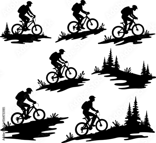 American mountain biker, cycling, bike, silhouette, outdoor, sport, adventure, bundle