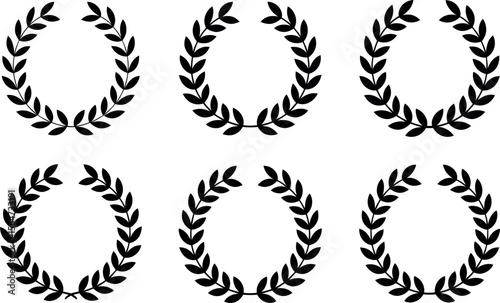Six black laurel wreath designs for awards and recognition silhouette