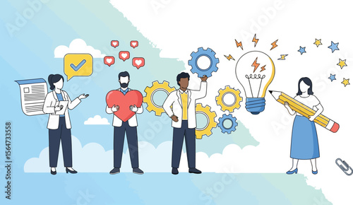 Business team collaboration idea generation teamwork creativity and innovation
