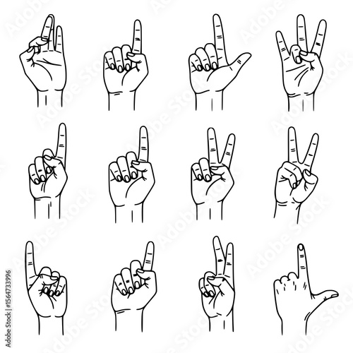 Diverse hand gestures, expressive non-verbal communication