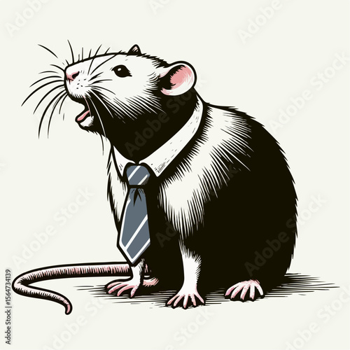 llustration of a mouse in a tie