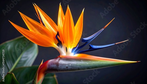 Bird of Paradise Flower with Dark Background 