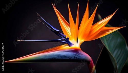 Bird of Paradise Flower with Dark Background 
