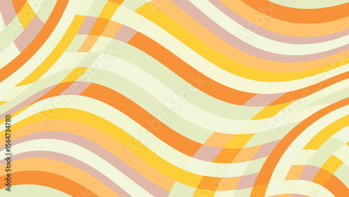 Abstract background with wavy lines in orange yellow and cream colors creating a fun pattern design