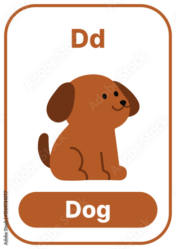 Colorful alphabet flashcard with cute illustrations. Perfect for phonics, preschool, kindergarten, school lessons, ESL education, worksheets, posters, and learning apps.