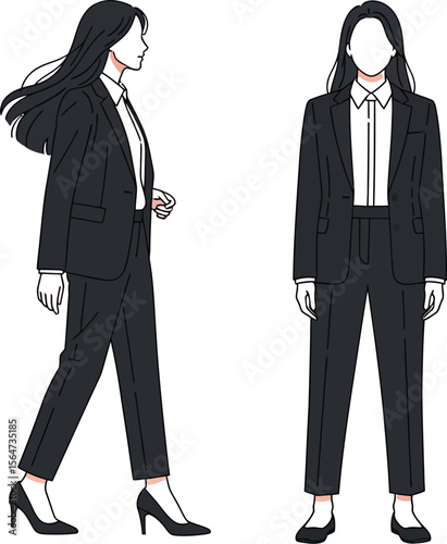 Stock illustration of woman in business suit for corporate fashion concept