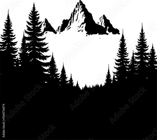Forest and Mountain Landscape Silhouette vector graphics bundle