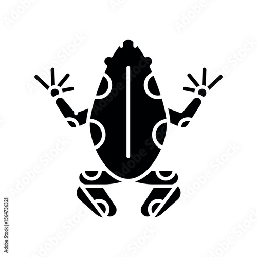 poison dart frog black flat icon for digital and print projects. South american animals.