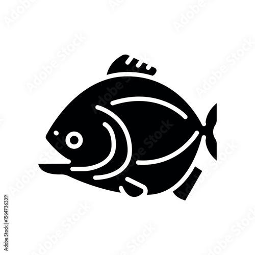 piranha black flat icon for digital and print projects. South american animals.