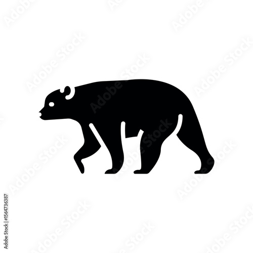 spectacled bear black flat icon for digital and print projects. South american animals.