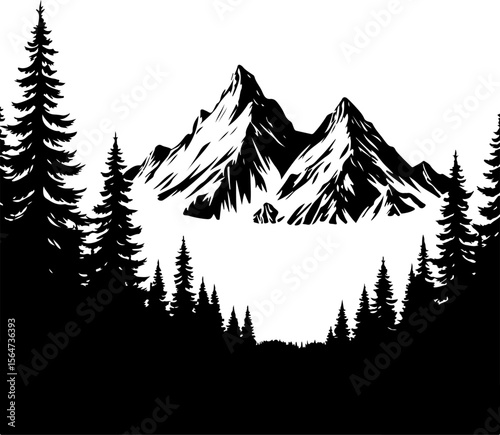 Forest and Mountain Landscape Silhouette vector graphics bundle