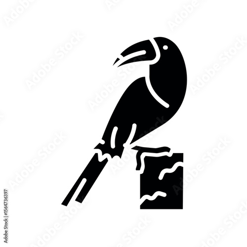 toucan black flat icon for digital and print projects. South american animals.