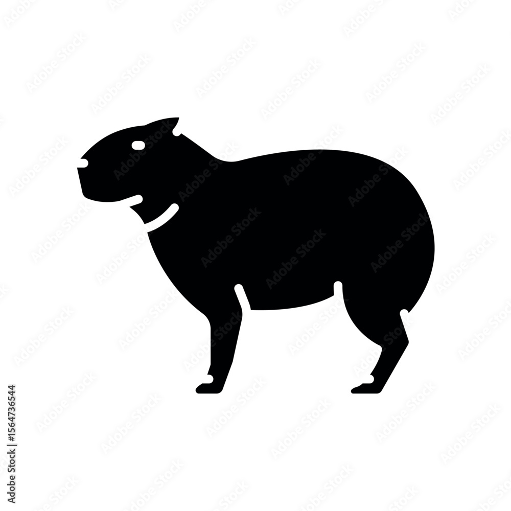 Obraz premium capybara black flat icon for digital and print projects. South american animals.