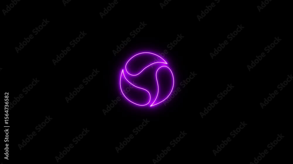Neon updatearrow and looping arrow icon animation. neon progress arrow sign on black background.