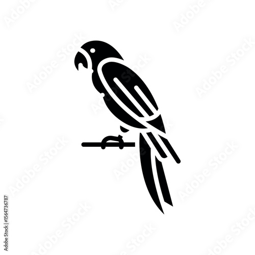 macaw black flat icon for digital and print projects. South american animals.