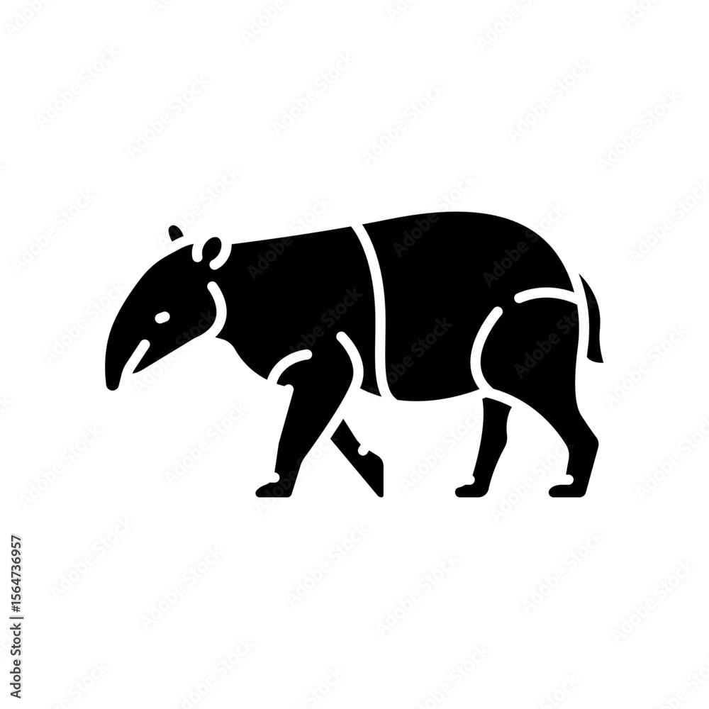 Obraz premium tapir black flat icon for digital and print projects. South american animals.
