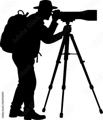 Mountain Photographer Man with DSLR, Camera short vector bundle