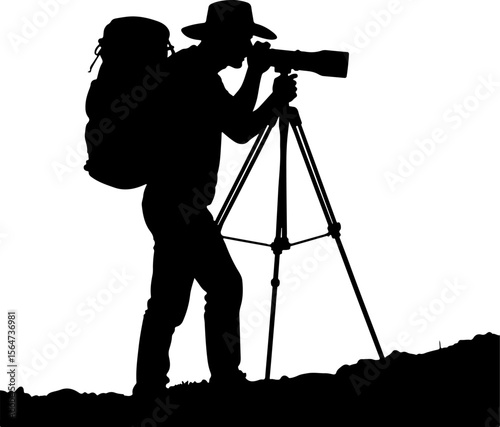 Mountain Photographer Man with DSLR, Camera short vector bundle