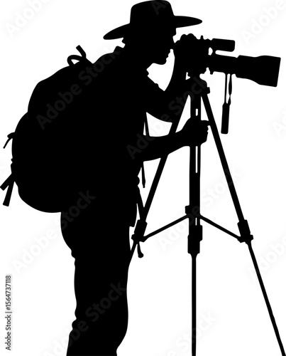 Mountain Photographer Man with DSLR, Camera short vector bundle