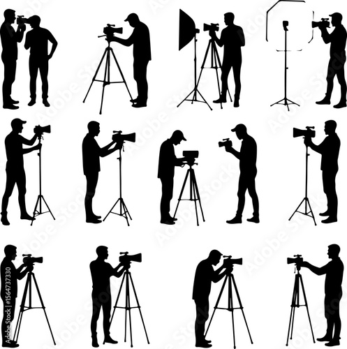 Mountain Photographer Man with DSLR, Camera short vector bundle